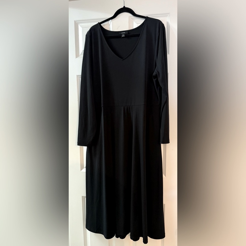 Alfani Classic Black Long Sleeve Dress V Neck